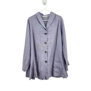 Clothespin Women's 100% Linen Shawl Collar Button Front Shirt - S